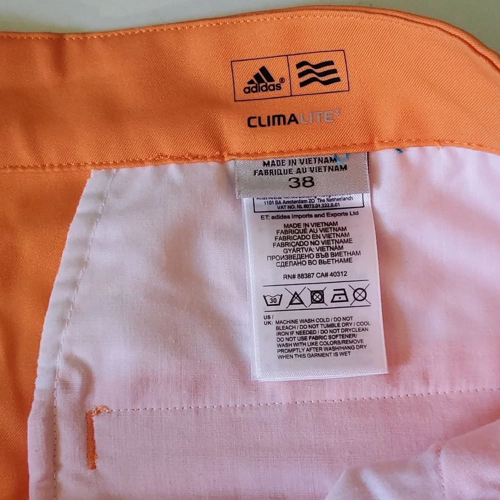 Adidas climalite men's 38 orange breathable activewear shorts